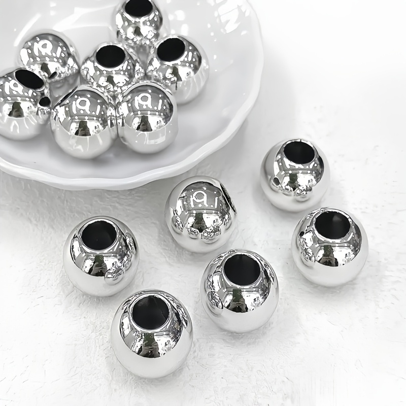 TEMU 120 pièces de perles à grand trou de 10 mm, perles en vrac en acrylique, accessoires de bricolage, pendentifs, vêtements, perles décoratives.