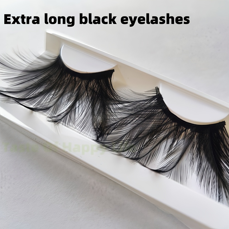 Extra-long Exaggerated Black False Eyelashes - Dramatic Lashes For Party, Holiday & Stage