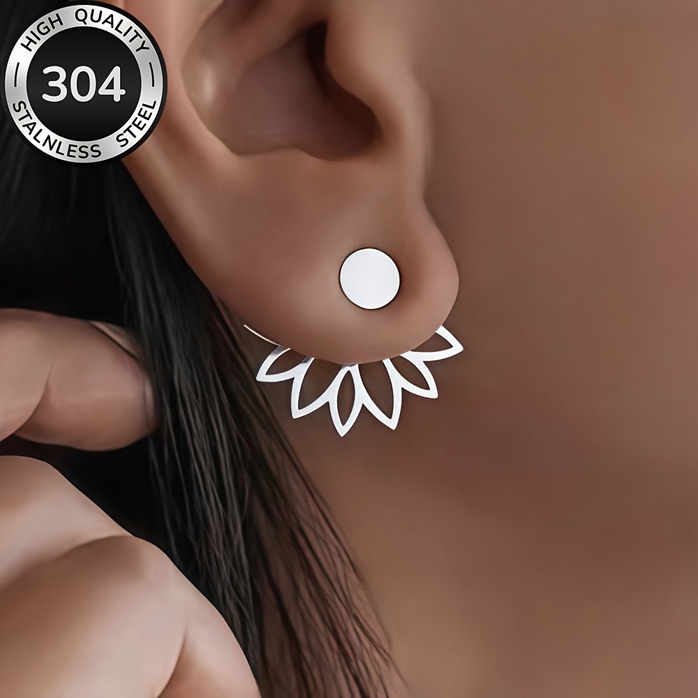 TEMU Hypoallergenic High Quality Stainless Steel Golden Stud Earrings, Anti-fade, Simple And Elegant, Fashionable Women's Earrings For Daily Wear Or
