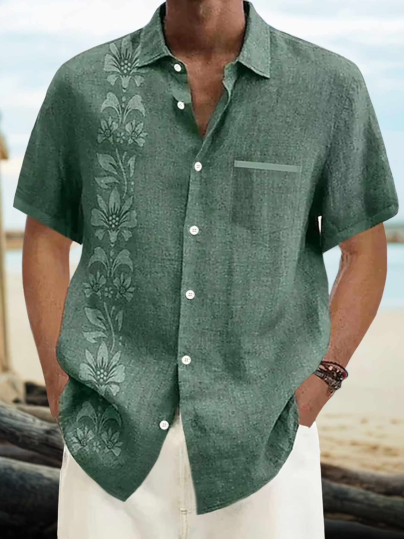 bowling green top dressing PopCheck Single Panel Bowling Shirt in Teal/Stone XL main image 0