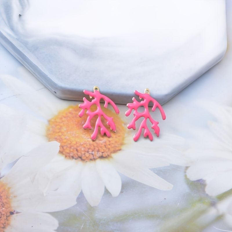 6pcs Double-Sided Copper Coral Charms for DIY Jewellery Making