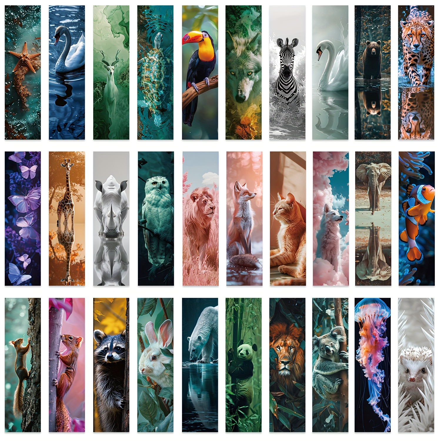 Image of Gutbd 30pcs Set Of Bookmarks Featuring Wild Animals, Perfect For Students As Gift Message Cards And Decorative Tags For Marking Pages