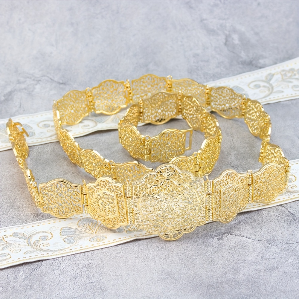 1pc middle eastern arabic womens belt metal chain hollow - Temu display picture 2