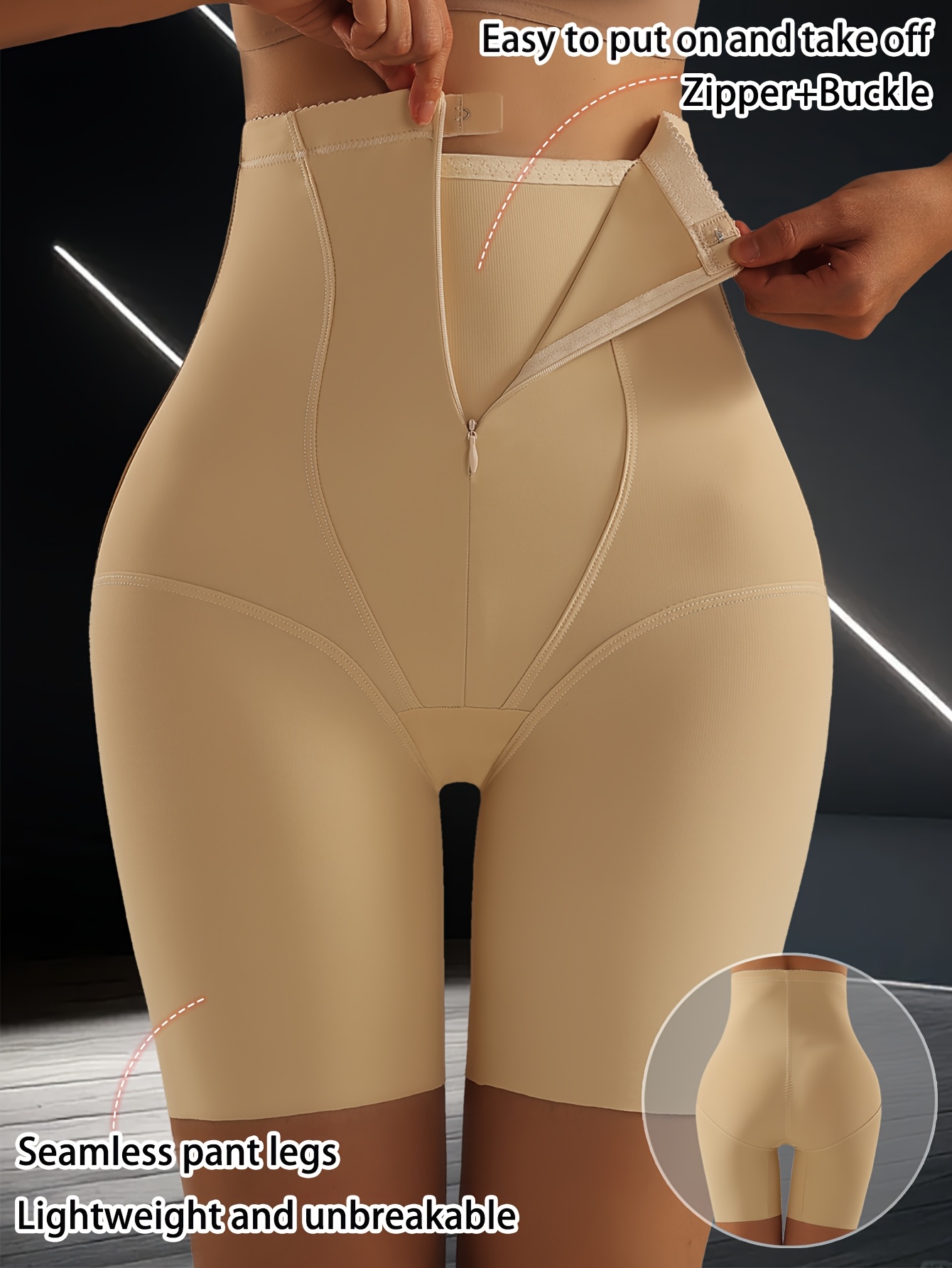 high waist ice zipper   lifting double layer tummy control shaping seamless body panties womens