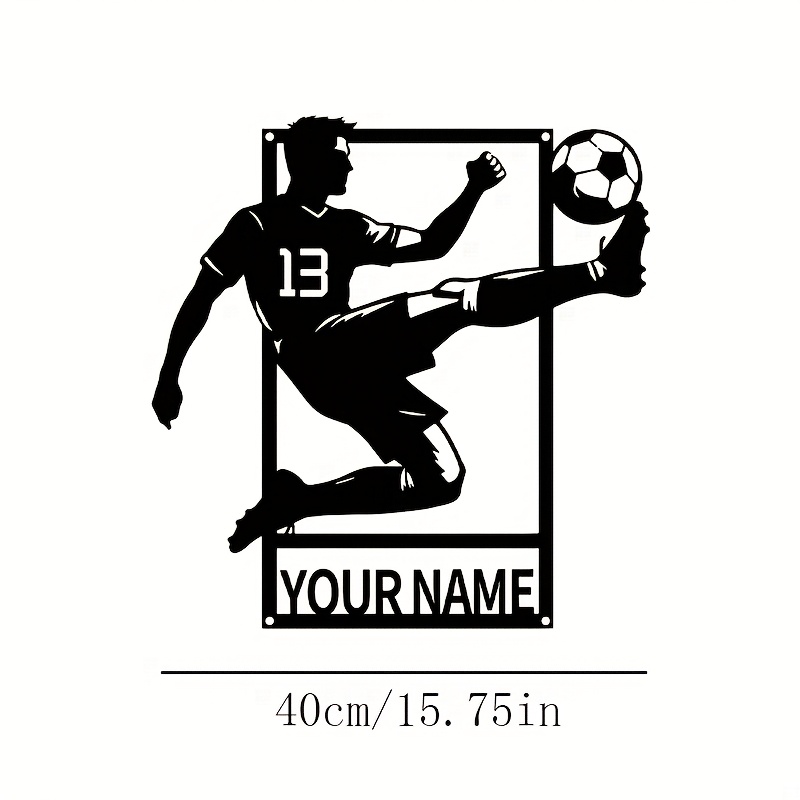 TEMU 1pc Of Personalized Football-themed Iron Wall Art, Custom And Name, Indoor Wall Decor For Home, Suitable As A Gift For Valentine's Day Or
