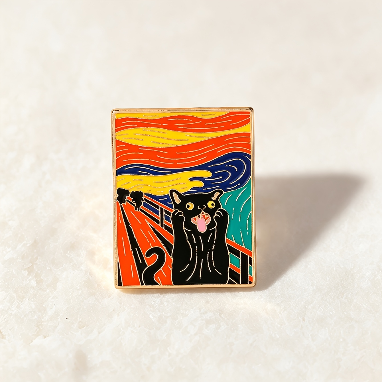 TEMU 1pc Black Cat Famous Painting Badge, Featuring A Unique And Interesting Classic Scene Design, Exquisite Detailing And Fine . It Adds A Touch Of