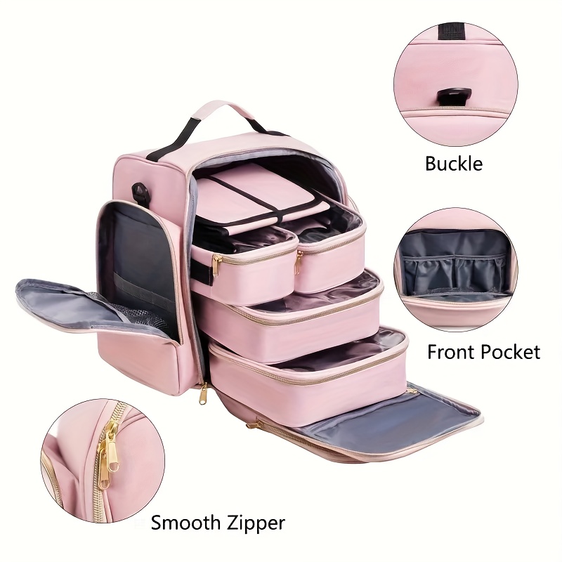 Barabum Reise Make-up Tasche Mit Abnehmbarem Beutel & Bürstenhalter - Pink, 23x17x7 Cm