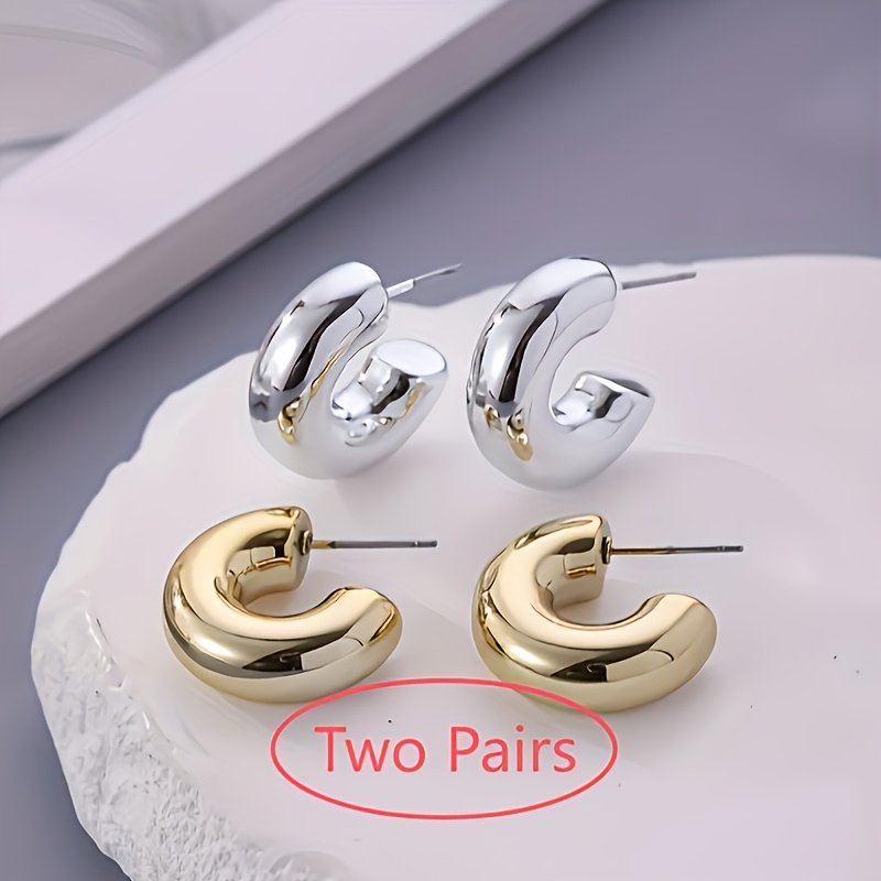 Image of Of Hoop Earrings Chunky Match Daily Outfits Party Additions Perfect Decor For