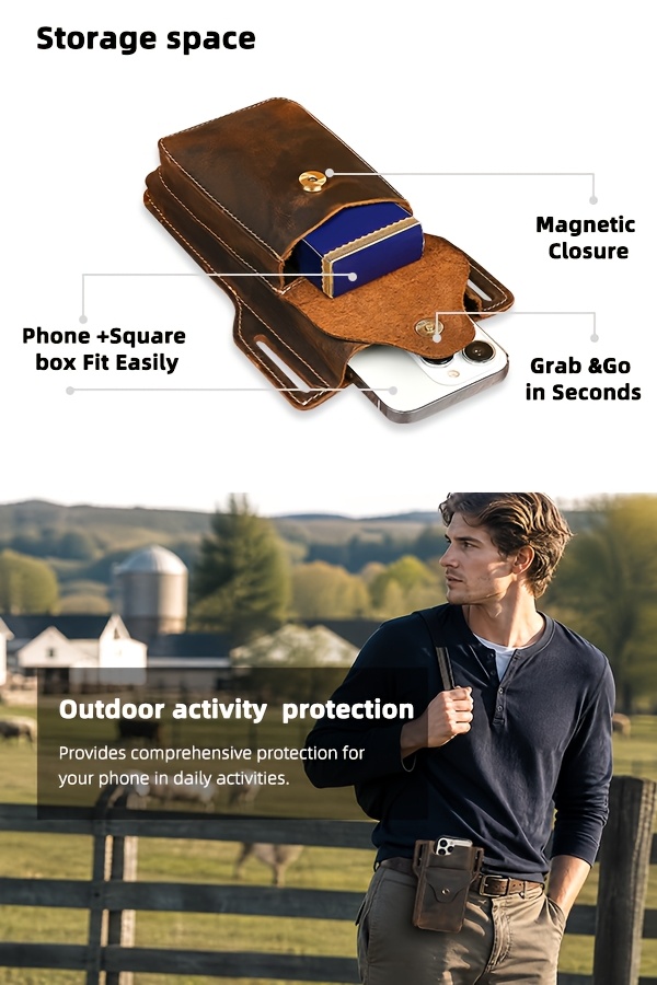 Retro PU Leather Belt Phone Case Bag Men