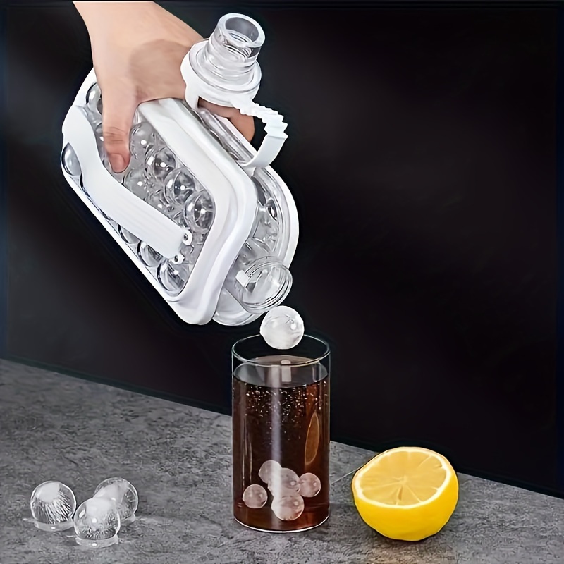 2 in 1 foldable ice maker water bottle high capacity silicone ice cube tray with 17 grids for perfect sphere rectangle ice cubes essential kitchen accessory details 0