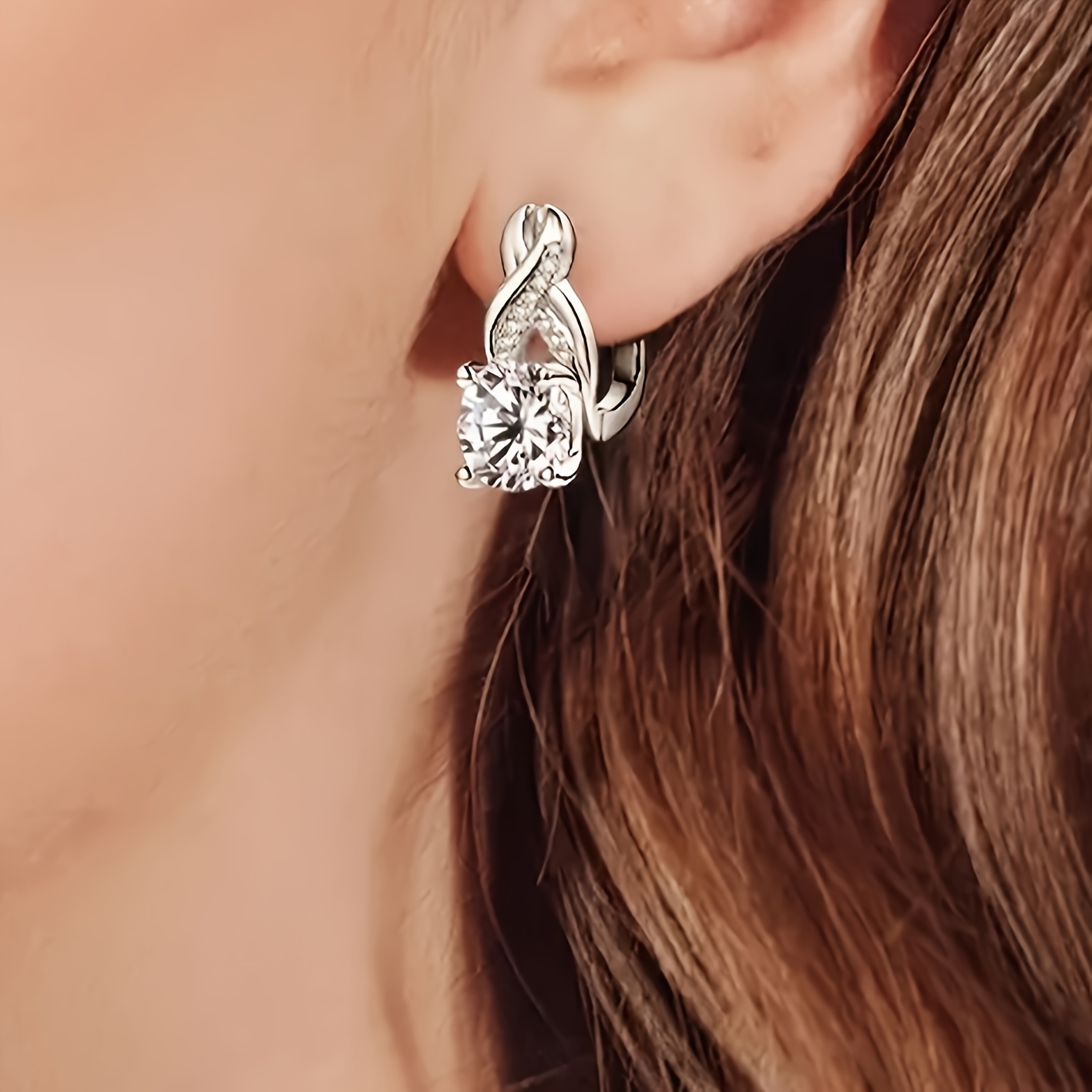 1 pair of moissanite infinity elements earrings for women 925 silver 8mm round moissanite earrings wedding party holiday gifts earrings for women jewelry gifts gift boxes Product details 5