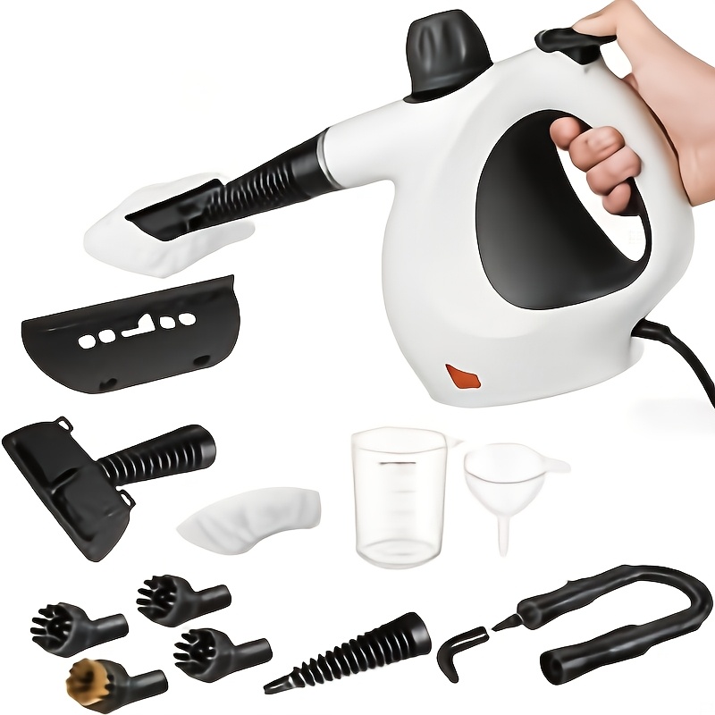 limpia vapor   resistencia mejorado - lanza   presión de 1050w con 12 accesorios multifuncionales (boquillas, cepillos, conectores) - vaporizador de   portátil para cocinas, baños, ventanas, pisos - calentamiento rápido, diseño compacto