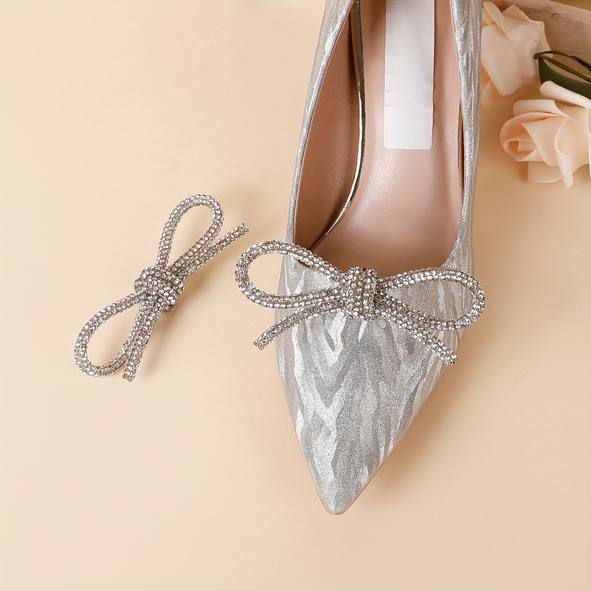 

Crystal Shoe Buckle, Pair Of White Diamond-encrusted Shoe Clips, Detachable And Adjustable, Perfect For Evening Or Wedding Events