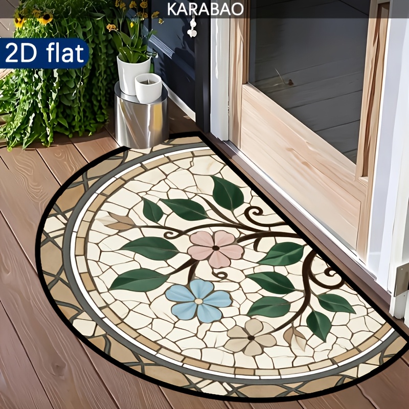 TEMU 1 pz Tappeto per porta in flanella con stampa piatta 2D, Tappeto per porta da esterno per , 1 pz Tappeto per porta a mosaico , Stile boh矇mien,