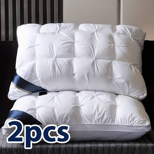 2pcs luxury 5 made of hypoallergenic polyester fabric core for white and has a height non high pillow christmas gifts for women men mom dad elderly