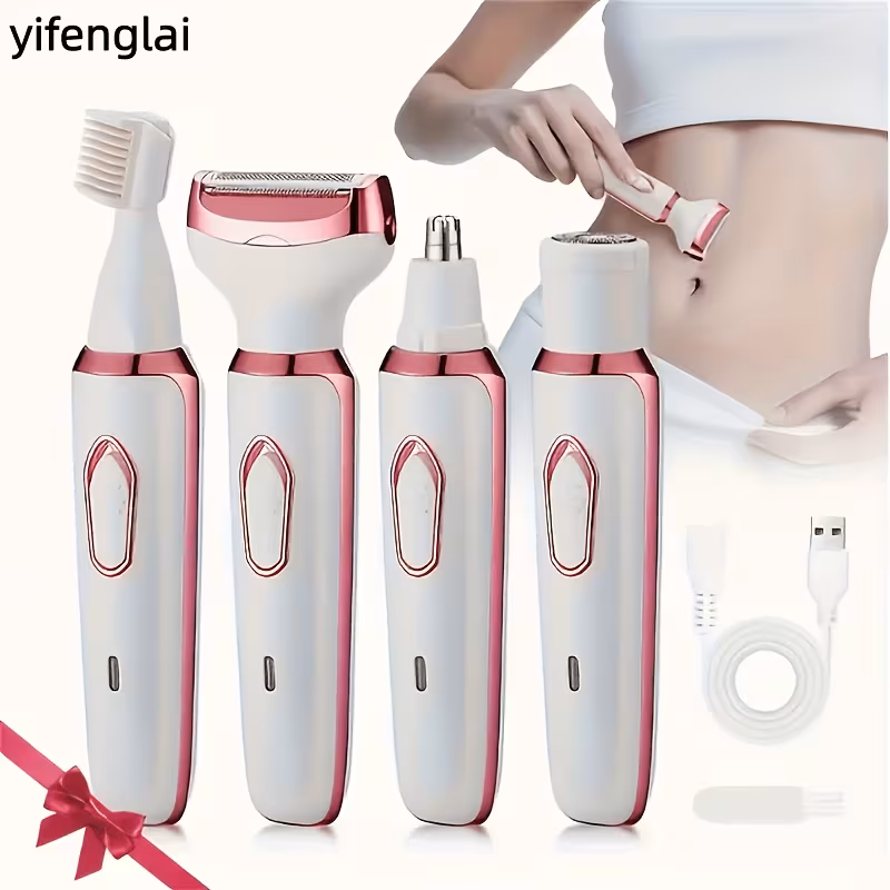womens electric razor 4 in 1 rechargeable grooming kit lady electric shaver for face nose legs and underarm bikini for women hair razor rechargeable and portable Product details 1