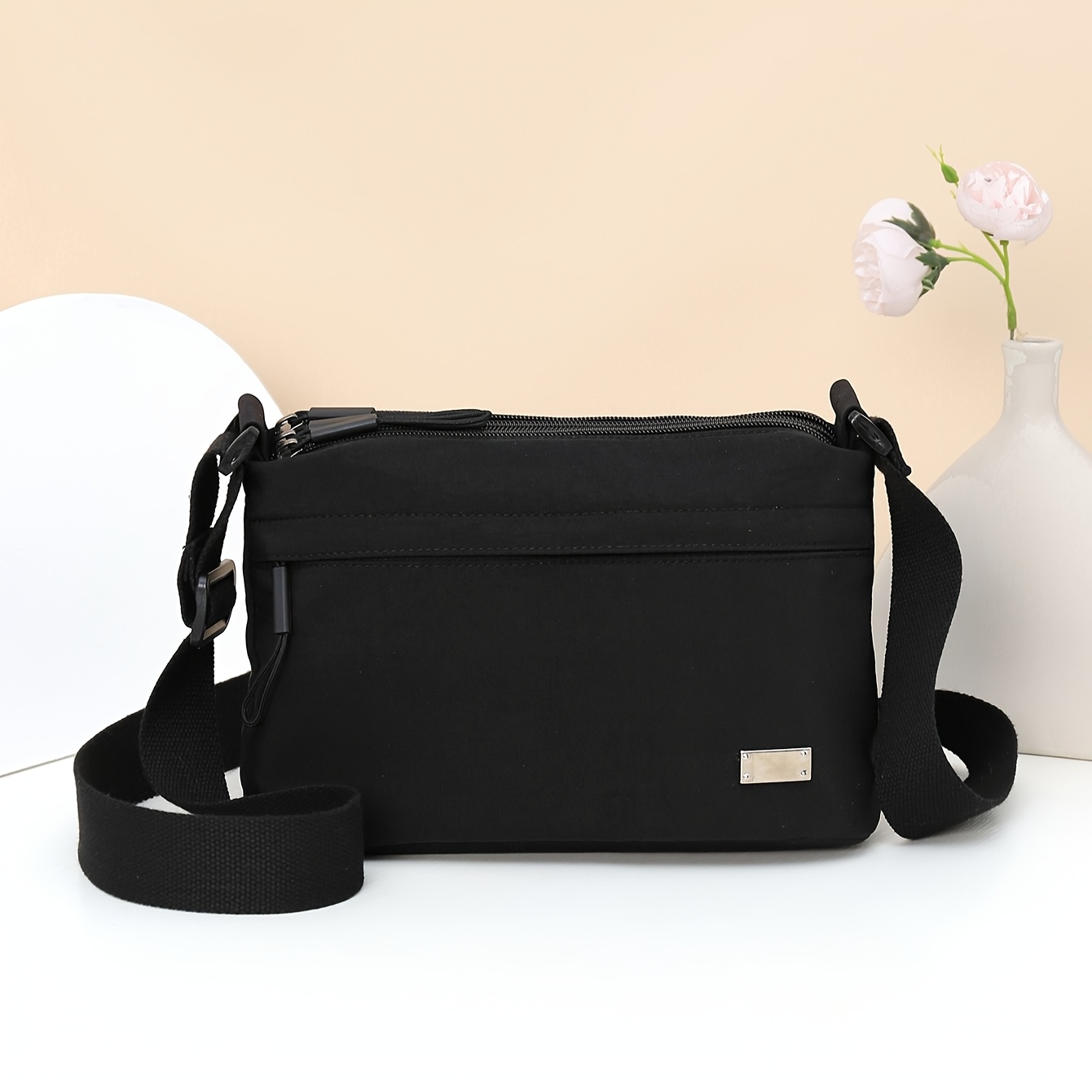 TEMU Easy Solid Color Nylon Fabric Bag Ladies 2025 New Multi-functional Casual Portable Fashion Single Shoulder Crossbody Bag