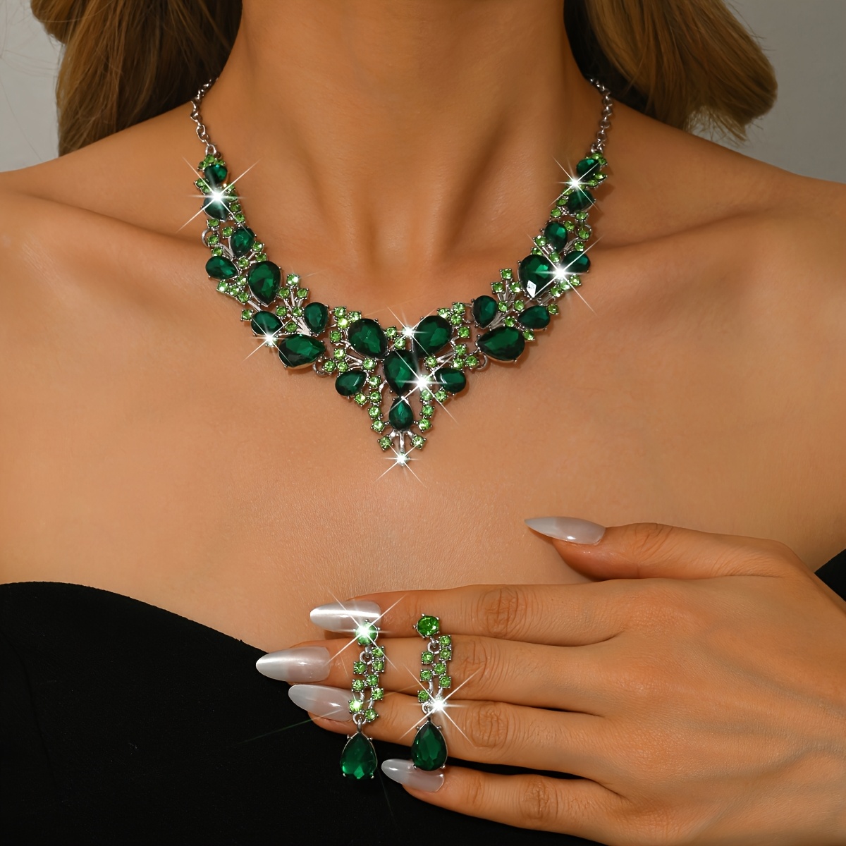 Image of Elegant And Luxurious Women's Party Jewelry Set, Made Of High-quality Alloy, The Temperament Of Royalty And , Suitable For Formal Prom Banquets, Weddings, Brides, And Bridesmaids