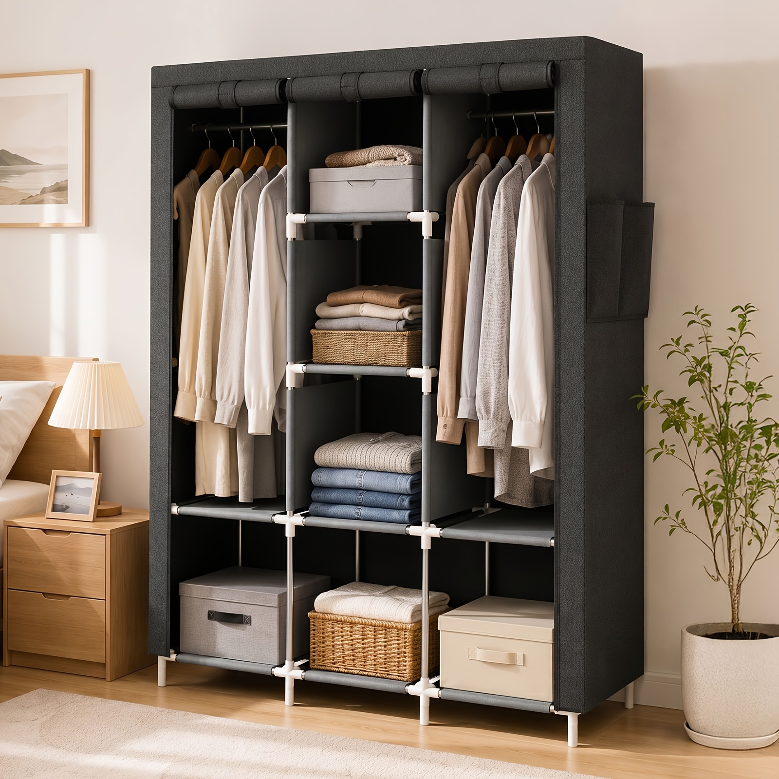 TEMU Guardaroba per abbigliamento a grande capacit�, facile da , antipolvere, con persiana a rullo, design portatile, di archiviazione guardaroba