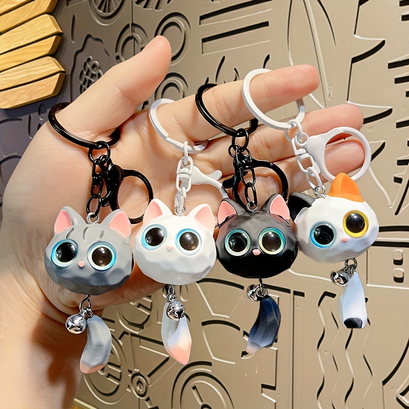

1pc Three-dimensional Big Eye Cat Resin Keychain, Car Bag Pendant, Small Gift