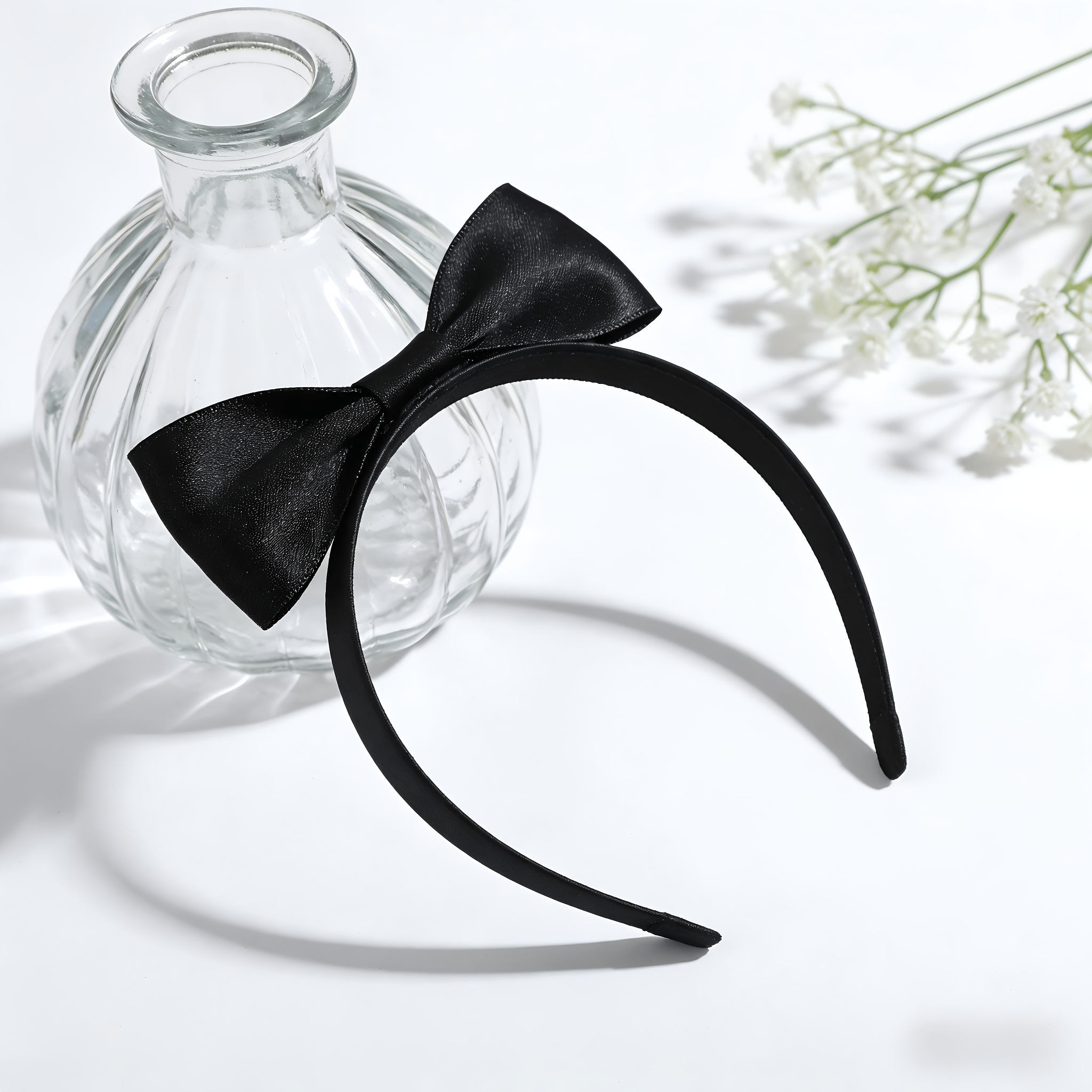 TEMU 1pc Solid-color Bow Headband, An Elegant And Sweet Minimalist Hair Accessory For Women, Suitable For Daily Wear And School Use, Can Be Used As A