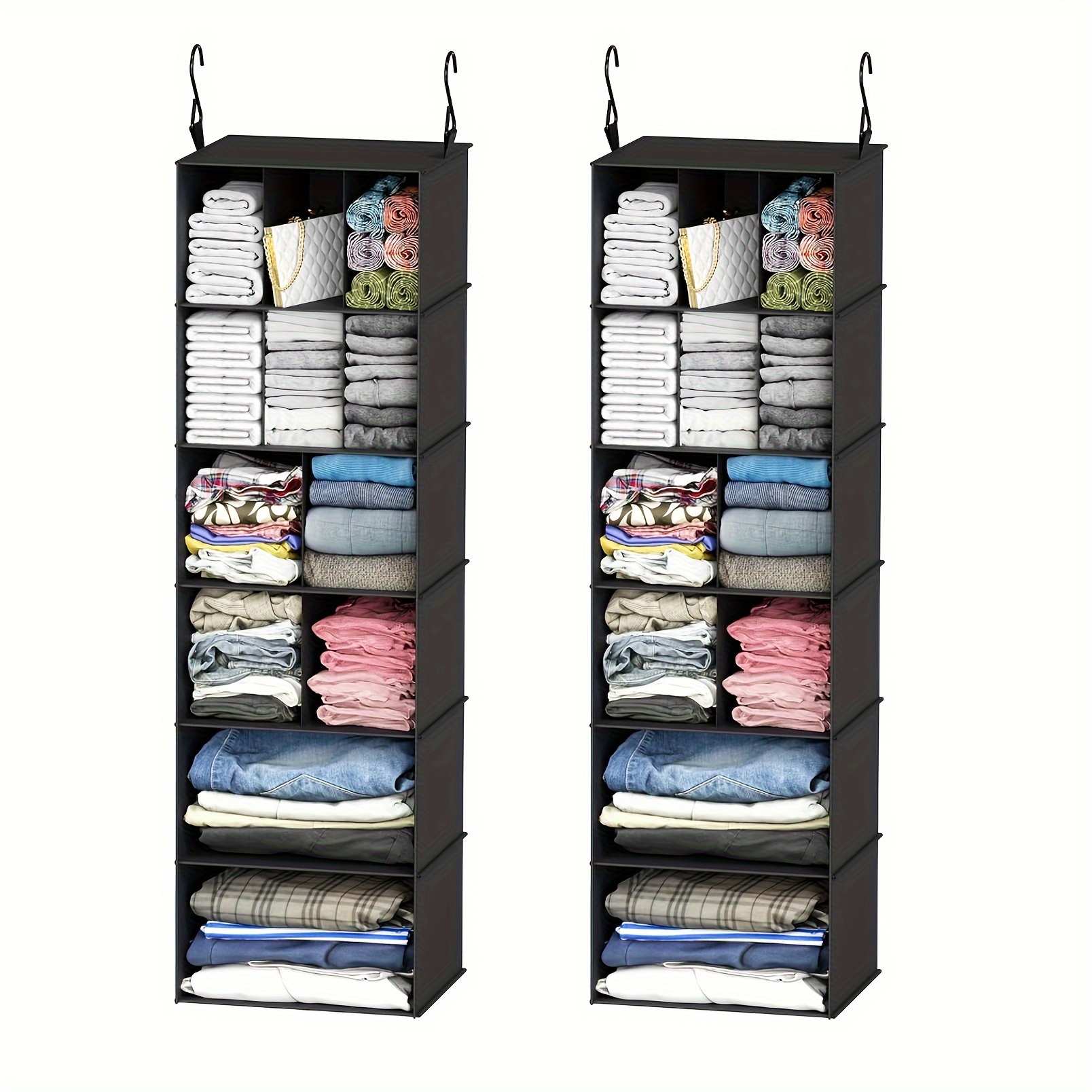 

2-piece Hanging Closet Organizer And Storage, 24 Sections Hanging Shoe Shelves For Closet, Wardrobe, Rv, Clothes Rack