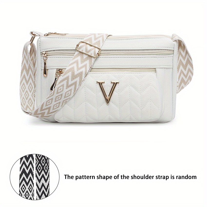 Image of Women's Crossbody Bag New Simple And Fashionable Multi-layered Large Capacity Shoulder Crossbody Bag Women' With Adjustable Wide Shoulder Strap