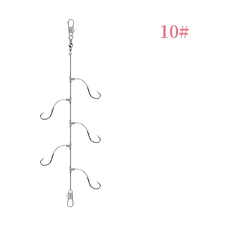 Extra Sharp Fishing Hooks Set - T-shaped Skewer Design, 5 Fishhooks With String, Sizes 3#-10#, Ideal Fishing Accessories For Catching More Fish