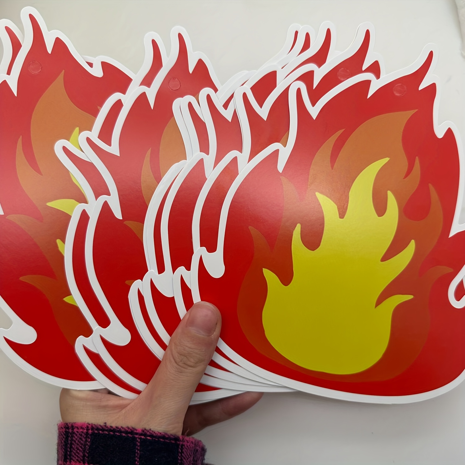 10pcs 4x6 Inch Cards - Glossy Perforated Hanging Decor With Thread, Vibrant Fire Design For Classroom & Indoor Decoration, No Cards, Flame Motif, Threadable Design