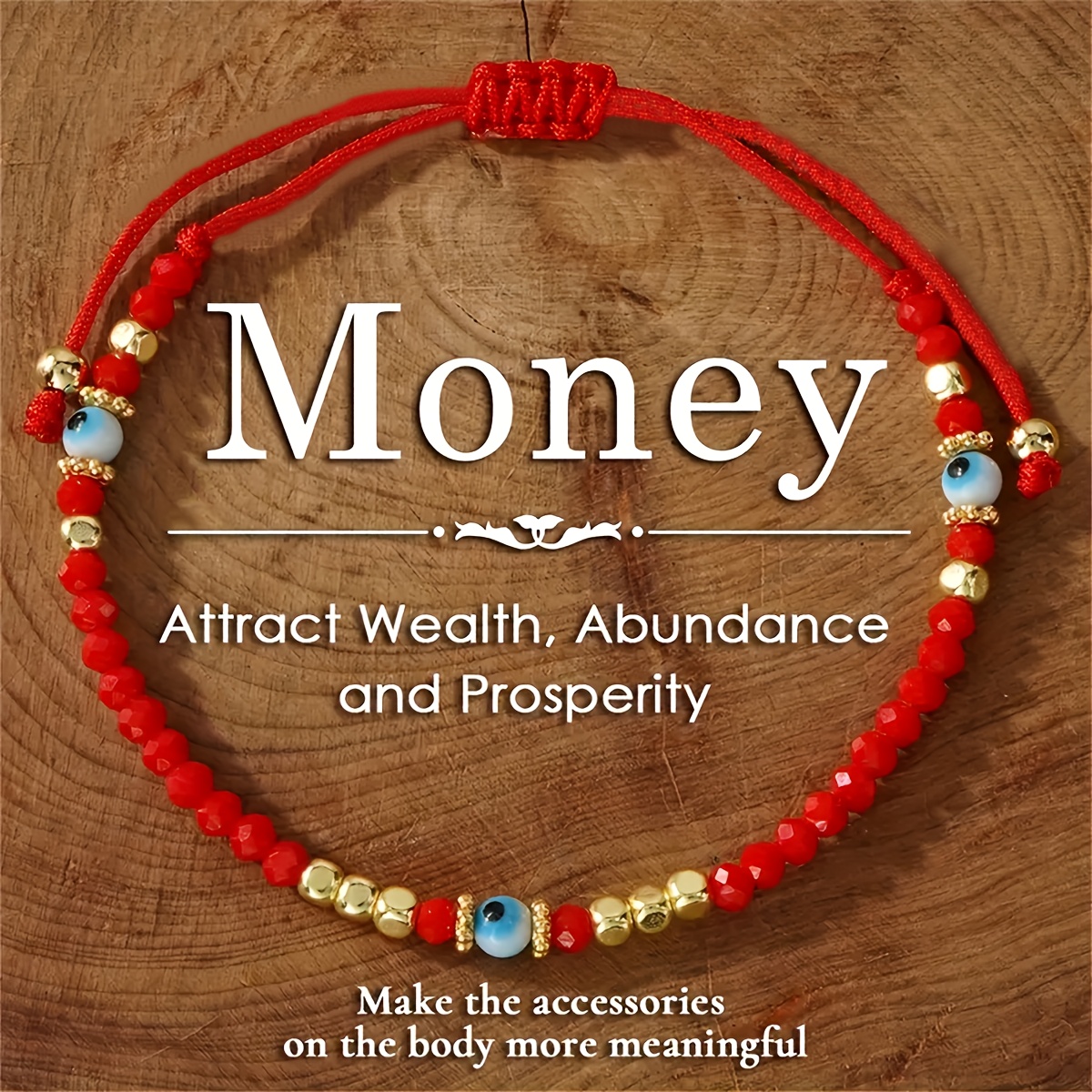 Image of 1pc Bohemian Style, Red Bracelet Decorated With Blue Evil Eye - Attracts Wealth, Ideal Gift For Family, , And For