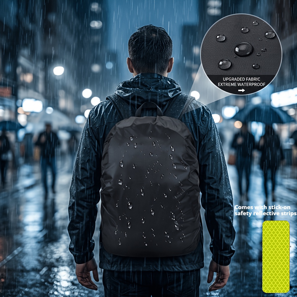 TEMU de lluvia reflectante para mochila de 35L con forro plateado y protección reflectante de visibilidad