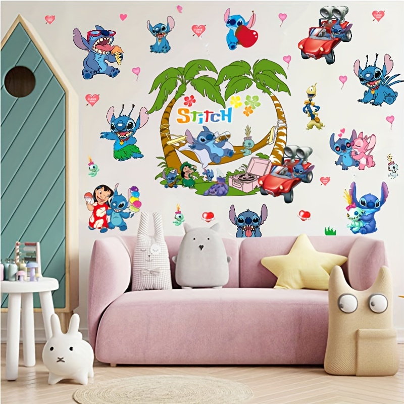 

(authorised) Disney And Stitch Wall Stickers, Cartoon Wall Decals Diy Vinyl Wall Decor For Bedroom Living Room House Decoration