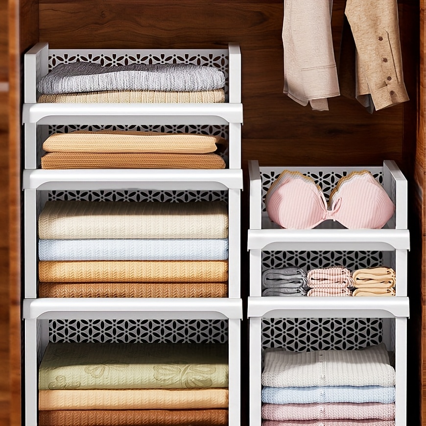 2-Pack Foldable Multi-Compartment Closet Organizer, Plastic Storage Boxes