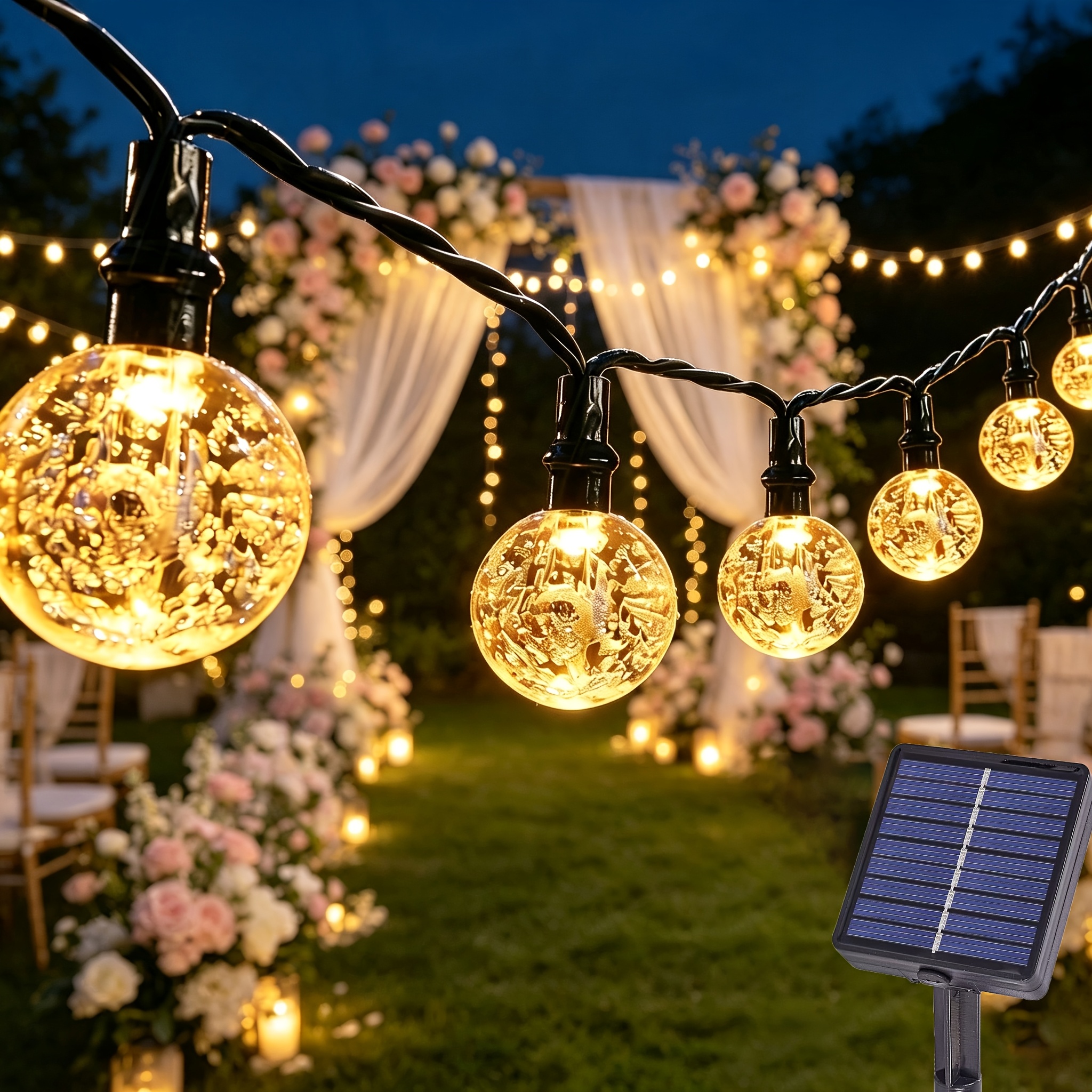 TEMU /100/200 Led Crystal Bubble Ball Solar-powered String Lights For Outdoor Garden, Lawn, Yard Lighting And Christmas Decoration