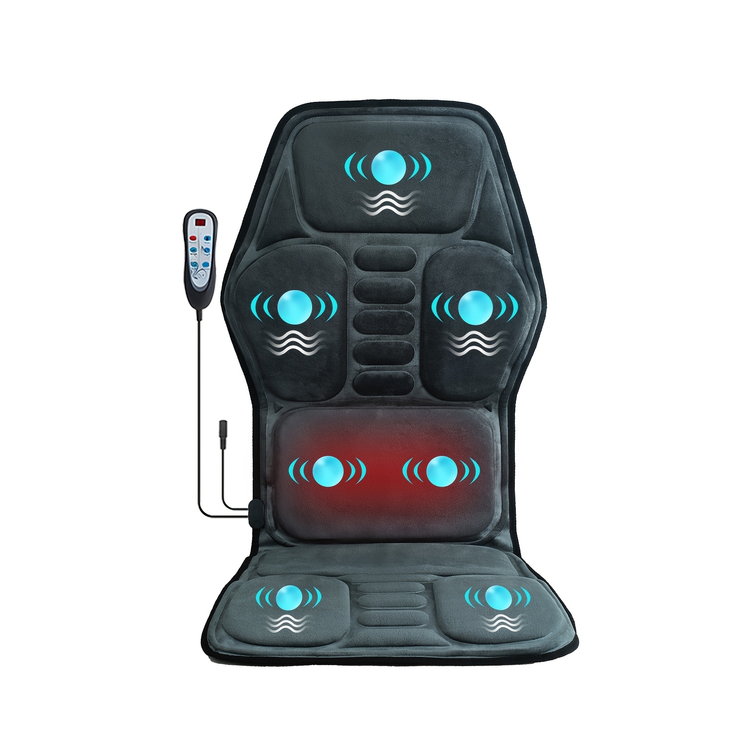 Image of Heated Vibration Back Massage Seat Cushion For Chair, Full Body Electricmassager Pad With Adjustable , Portable Chair Massager For Home Andoffice, Gift For Men Women Parents