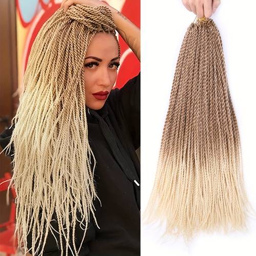 5pcs blonde ombre twist crochet hair extensions synthetic micro braids with hot water setting straight to natural gradient for women versatile hair styling updos blonde hair extensions updos hair synthetic micro braids easy application hair