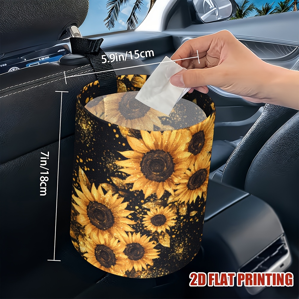 TEMU 1pc Thickened High- Printed Trash Can, Multi-specification Kitchen Travel Camping Trash Bin, Unisex Car Interior Storage, Car Decoration Upright