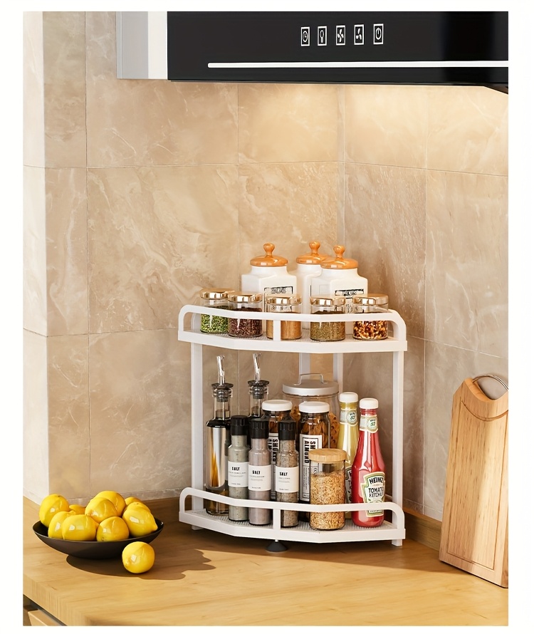 1pc modern metal countertop storage rack space saving multifunctional corner organizer with suction cups for kitchen accessories kitchen organizers and storage Product details 10