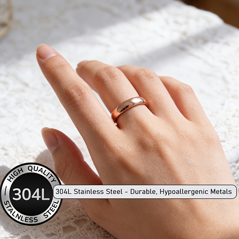 Elegant Rose Golden Stainless Steel Ring for Women