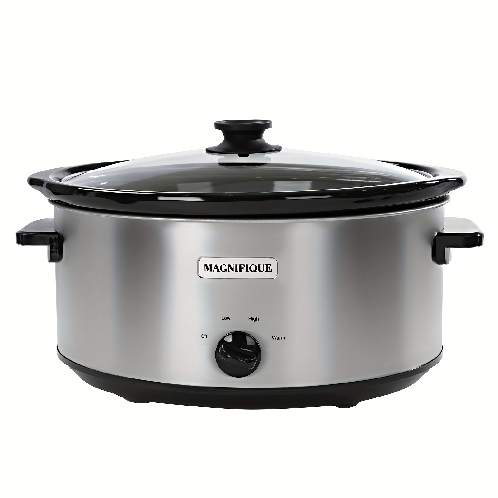 

1pc, Magnifique 7 Quart Slow Cooker Oval Manual Pot Food Warmer With 3 Cooking Settings, Stainless Steel