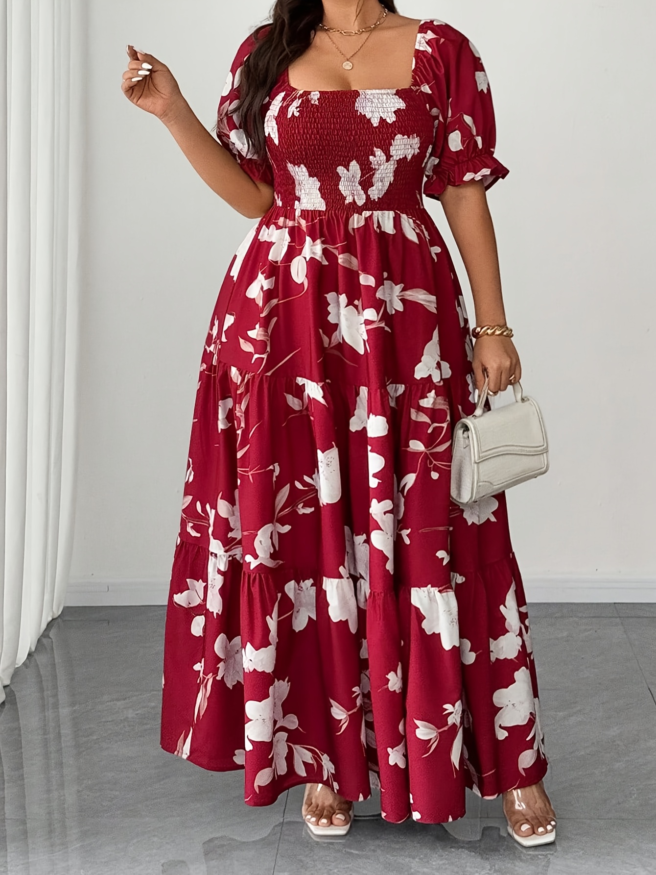 floor length empire waist dress Melon Peplum Antoinette Gown main image 0