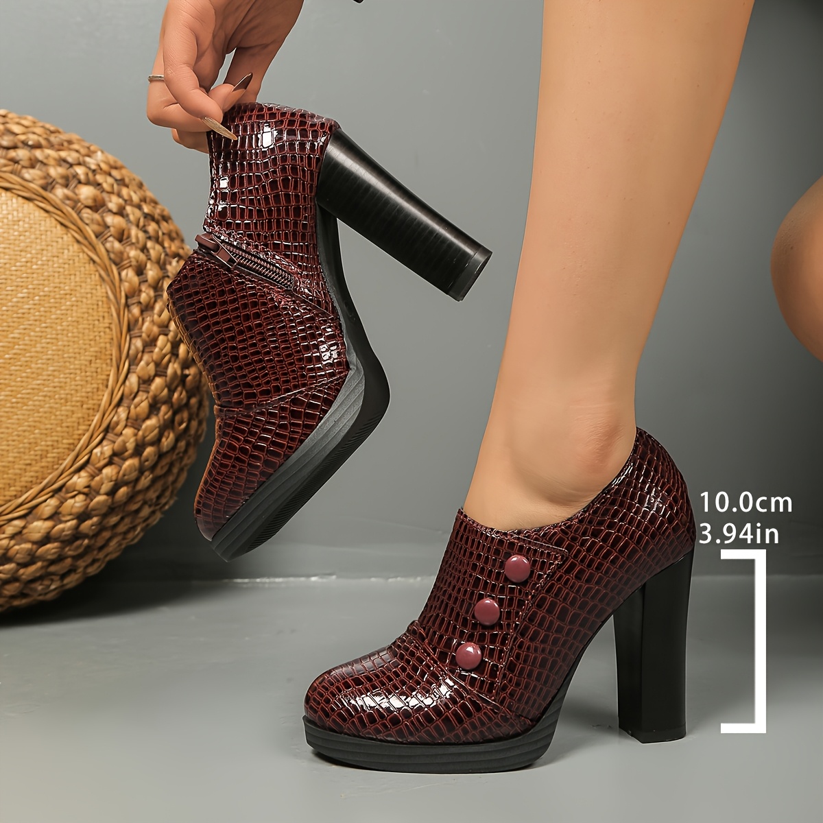 TEMU Ms. Block Vintage Thick-soled Oxford Lace- Heels Pumps, Women Shoes Elegant Women Shoes Shoes