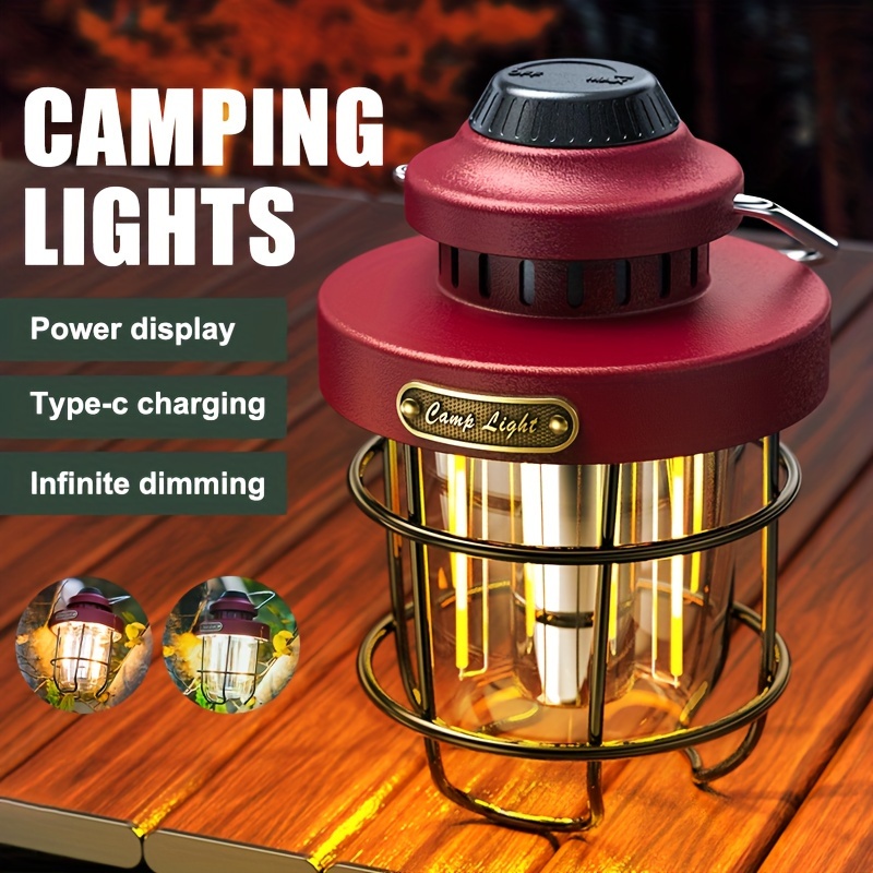 Paquete de 2 linternas LED - Luz de camping recargable por USB de alta  potencia