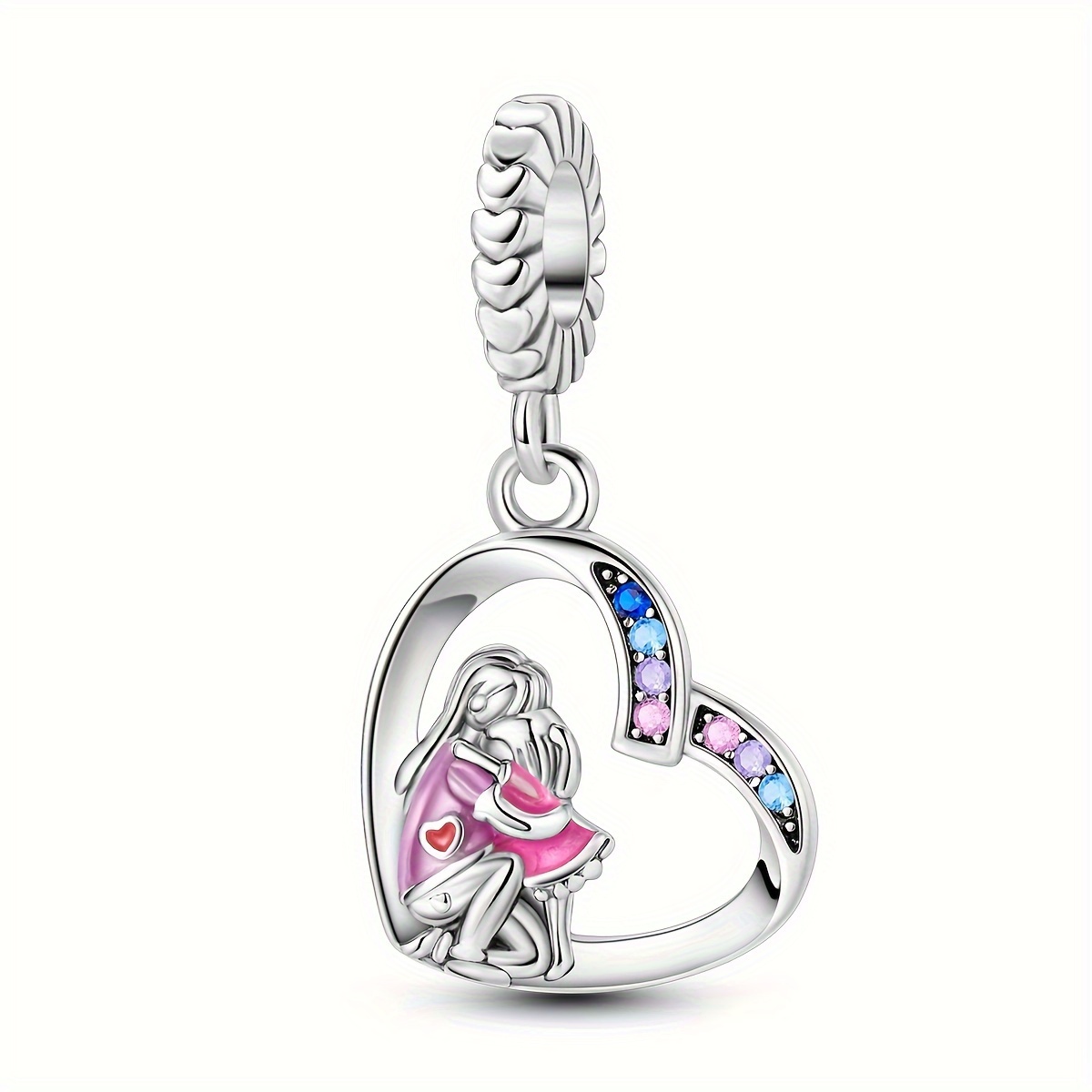 

Mother Daughter Love Heart Charm Bead For Bracelet Women Pendant Day Gift