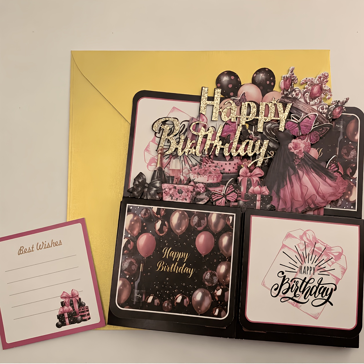 TEMU A Unique 3d Pop-up Birthday Card Box With Envelopes And Notes - Hand-carved Laser-cut Paper Carving Design - Pop-up Greeting Cards For Families,