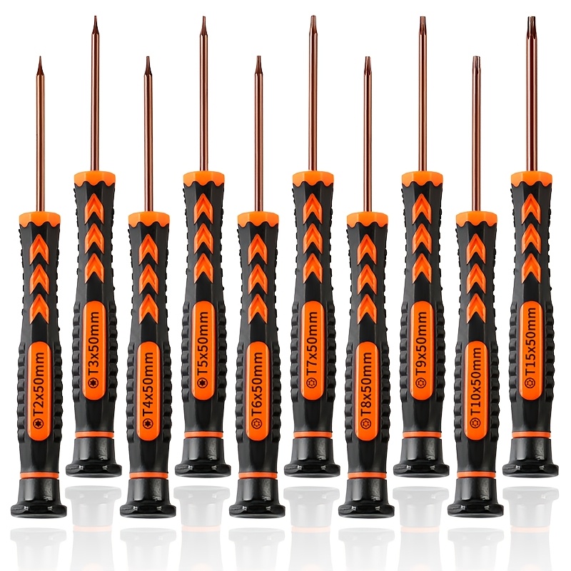 TEMU 10pcs Torx Screwdriver Set, T2 T3 T4 T5 T7 T8 T9 T10 T15 Magnetic S2 Steel Precision Screwdrivers, Electronics Repair Tool Kit For Game Console,
