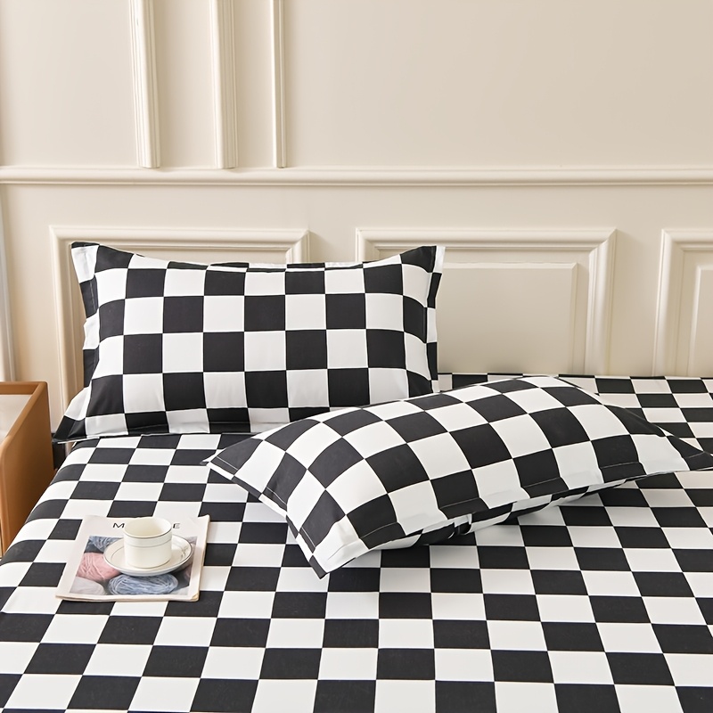 TEMU 2pcs Black And White Checkered Pillowcases | Soft, Comfortable, Breathable, Skin-friendly | Envelope Closure, Machine Washable | Suitable For |