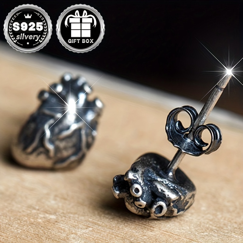 925 Sterling Silver Personalized Heart Shape Stud Earrings