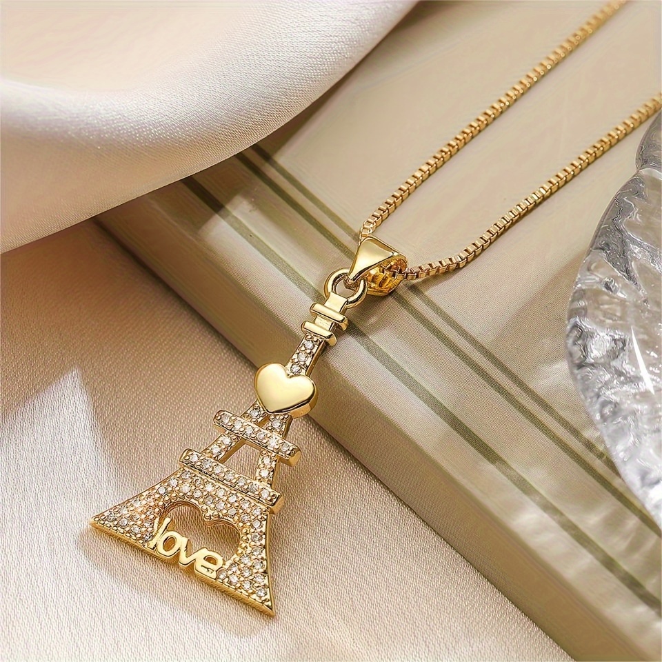 TEMU Collier à pendentif Eiffel tendance et , un pendentif jouet de style, un pour de banquet, un collier de bijoux et polyvalent, parfait pour