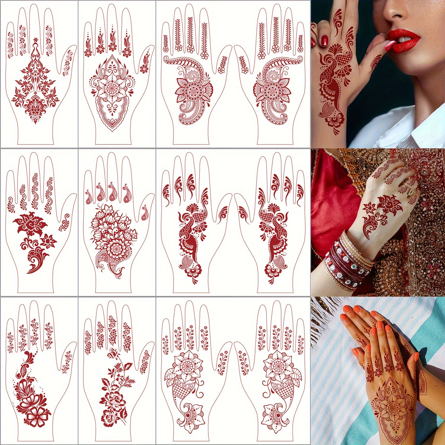 

Elegant Crimson Lace Pattern Temporary Tattoo Sticker For Women - Waterproof & Sweat-resistant, Perfect For Weddings & Parties
